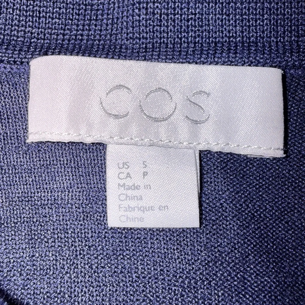 COS Men's Navy Blue Collared Sweater - Small Silk/Cotton Blend -